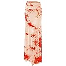 WB1058 Womens Tie Dye Fold Over Maxi Skirt XXXL White_Coral