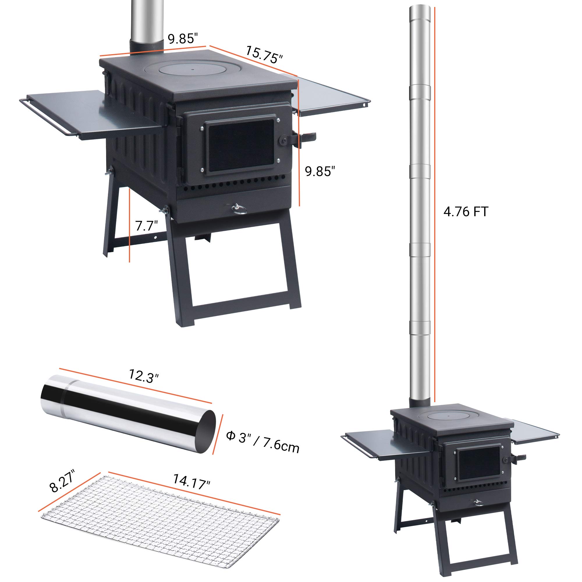 Mua Camp Tent Stove, Portable Wood Stove High Efficiency Secondary