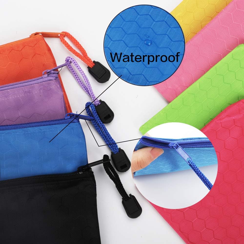 EOOUT 24pcs Zipper Pencil Pouch, Waterproof Zipper File Bag Pen Case, for Office Supplies, Travel Accessories and Cosmetics, 12 Colors : Office Products