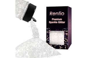 Renfio Matte White Chunky Glitter,1.76oz/50g Mixed Resin Glitter, Matte Hexagon Fake Snow White Sequins Flakes for Snowglobe Tumbler Supplies,Craft,Resin,Festival Decoration,Rose,Nail,Hair,Face,Slime