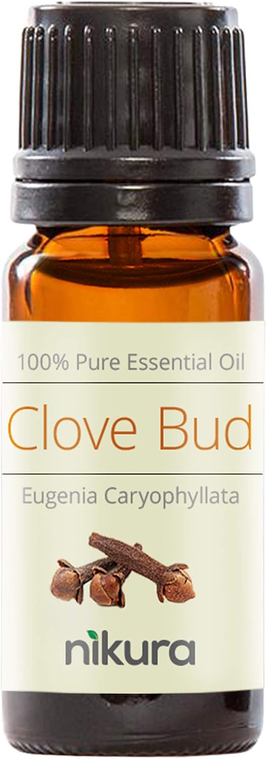 Nikura Clove Essential Oil - 10ml, Pale Yellow, 10 ml (Pack of 1)