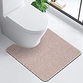 Toilet Rugs U Shaped Washable 24x20, Ultra Thin Toilet Rug Super Absorbent, Toilet Mat Rubber Backing Non-Slip, Toilet Mats Machine Washable Dry Quickly, Contour Bathroom Rugs for Toilet-Biege