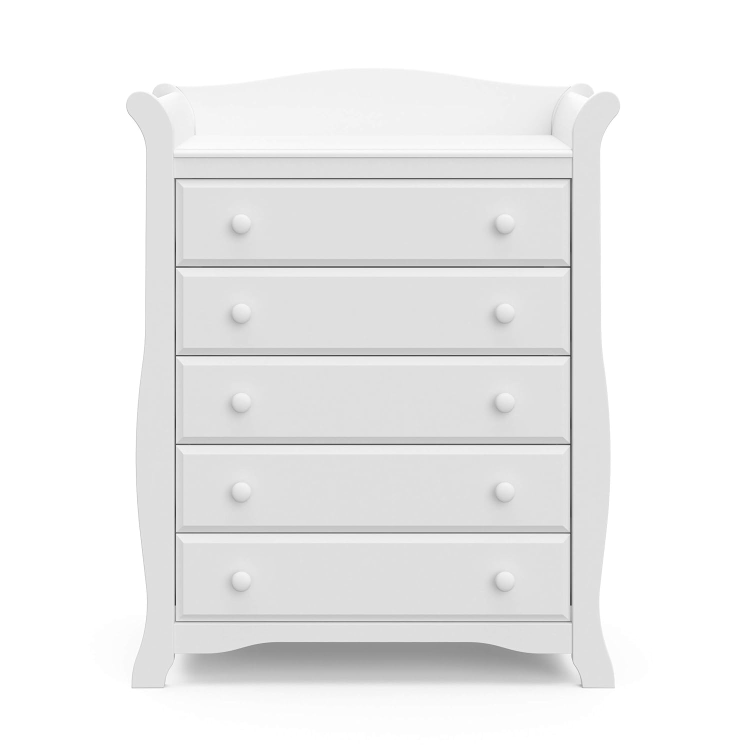 Storkcraft Avalon 5 Drawer Universal Dresser | Ideal for Nursery, Toddlers and Kids rooms | White : Baby