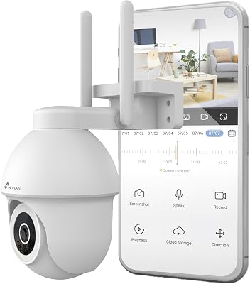 - Cámara PTZ WiFi 2.4Ghz Half4K 2560x1440, Visión Nocturna a Color, Detección de Movimiento y Humanos, Compatible con Alexa y Google Home, Control App Tuya, Imagen Super HD 2.5k