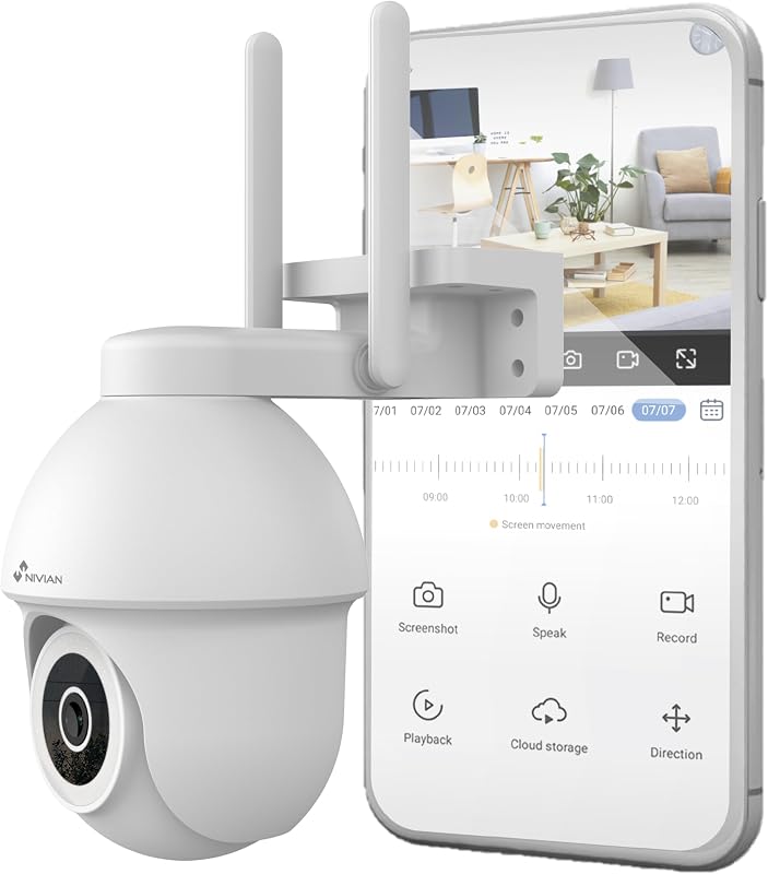 - Cámara PTZ WiFi 2.4Ghz Half4K 2560x1440, Visión Nocturna a Color, Detección de Movimiento y Humanos, Compatible con Alexa y Google Home, Control App Tuya, Imagen Super HD 2.5k — foto 1 de 8
