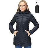 ANOTHER CHOICE Women Puffer Jacket Hooded Warm Lightweight Packable Quilted Puffer Coat Outwear