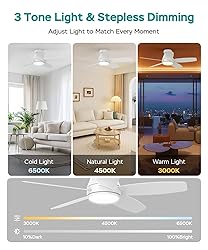 AQUBT Ceiling Fans with Lights, 42 inch Ceiling