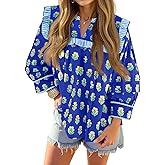 Tankaneo Womens Floral Babydoll Blouse Puff Sleeve Peplum Tops Casual Ruffle V Neck Flowy Boho Cute Shirts