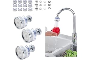 LAGWIUY 3PCS Sink Water Filter Faucet, Universal 360 ° Rotating Bathroom Sink Filter, Kitchen Faucet Water Filter Removes Chlorine Fluoride Heavy Metals Hard Water for Home Bathroom Kitchen