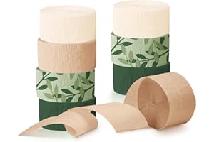 AOBKIAT 8 Rolls Crepe Paper Streamers,Olive Leaf Boho Green Party Streamer for Decoration Backdrop,DIY Supplies,Bedroom,Class