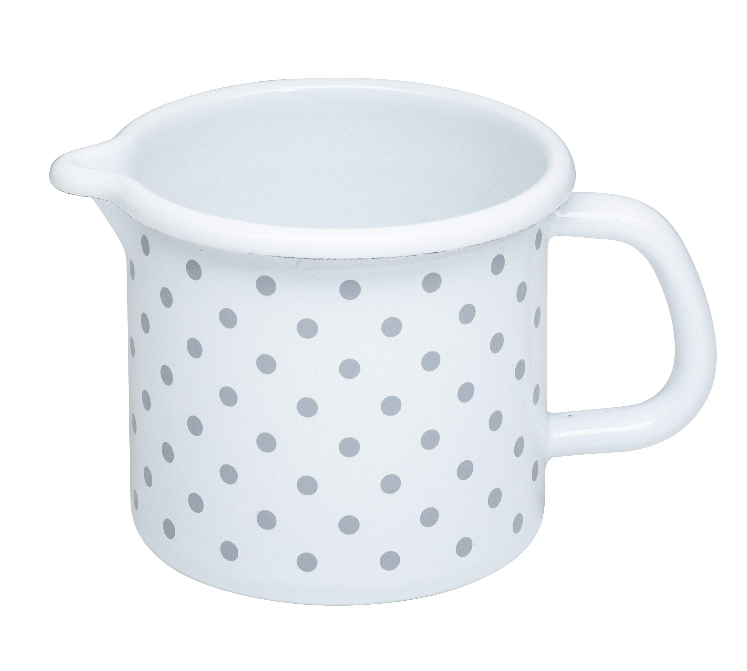 Riess, 0039-066 Sippy Pot 10 0.75 L Country Grey Dots Diameter 10 cm Height 10 cm Capacity 0.75 litres Enamel White with Grey Dots 0.34 kg 16.3 x 11.3 x 10 cm Induction