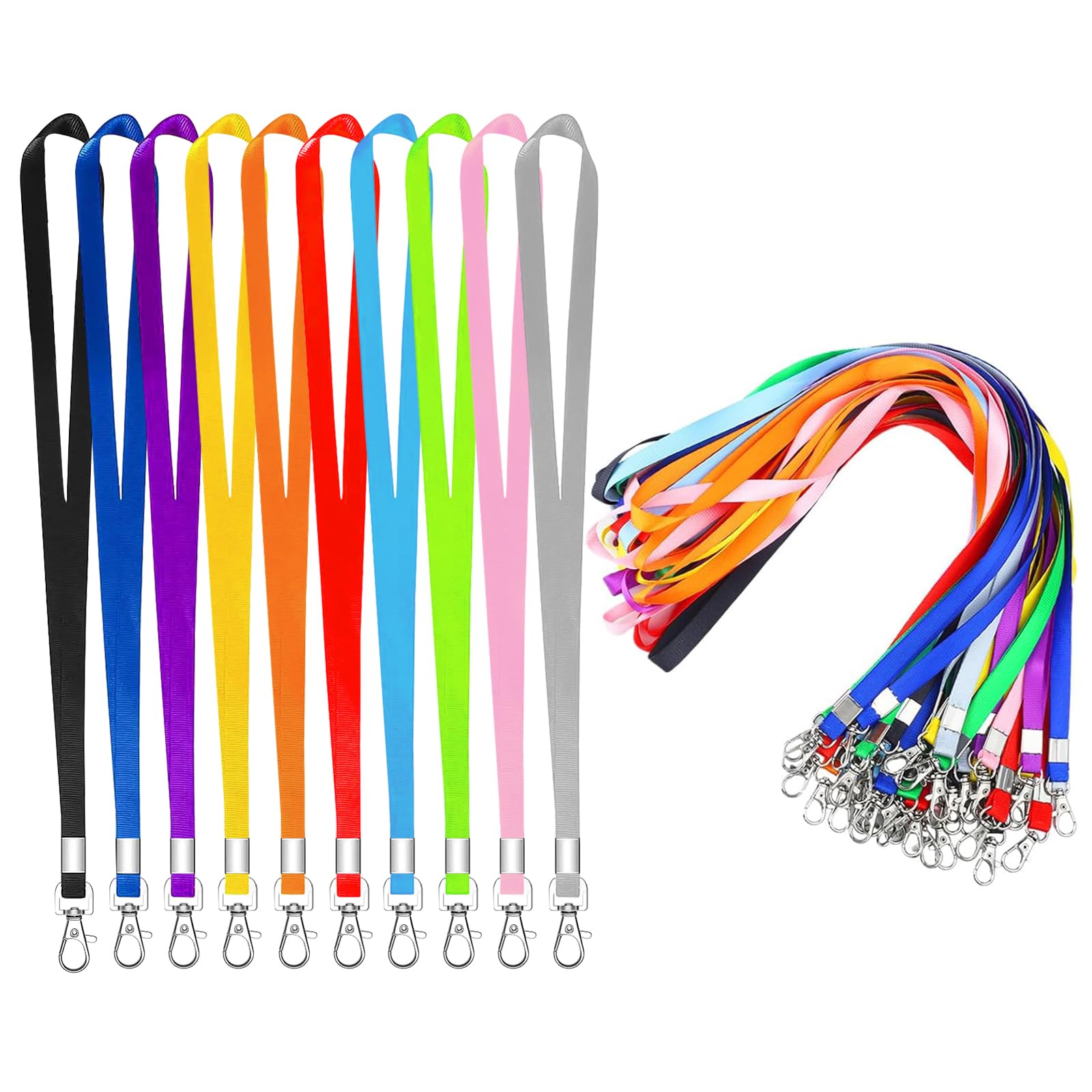 XHDA 50PCS Colorful Lanyards for Neck, Lanyards for ID Badge, Lanyard with Metal Swivel Hook for ID Card Badge Holder โ image 1