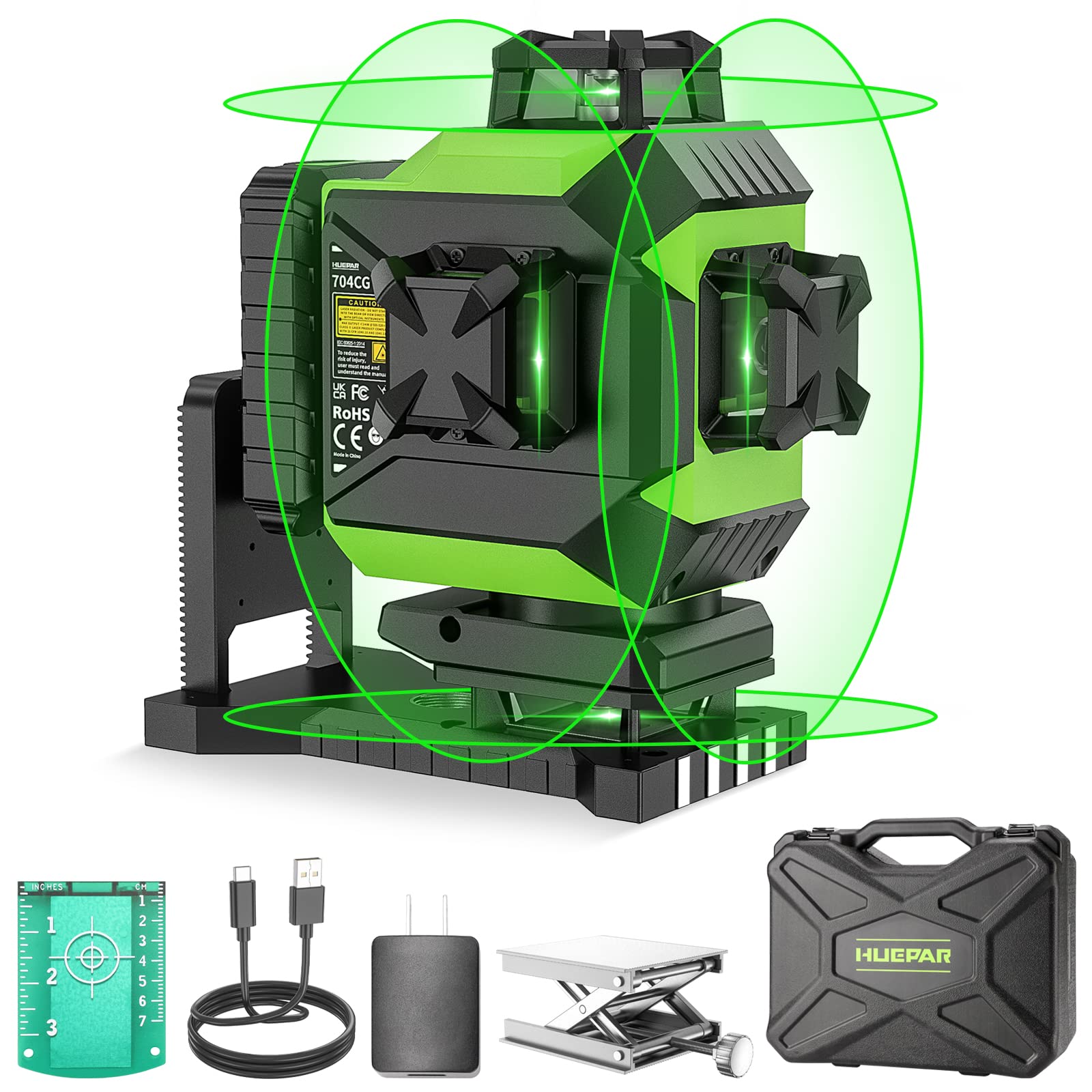 Huepar 4D Green Laser - Selbstnivellierender Kreuzlinienlaser Mit Bluetooth