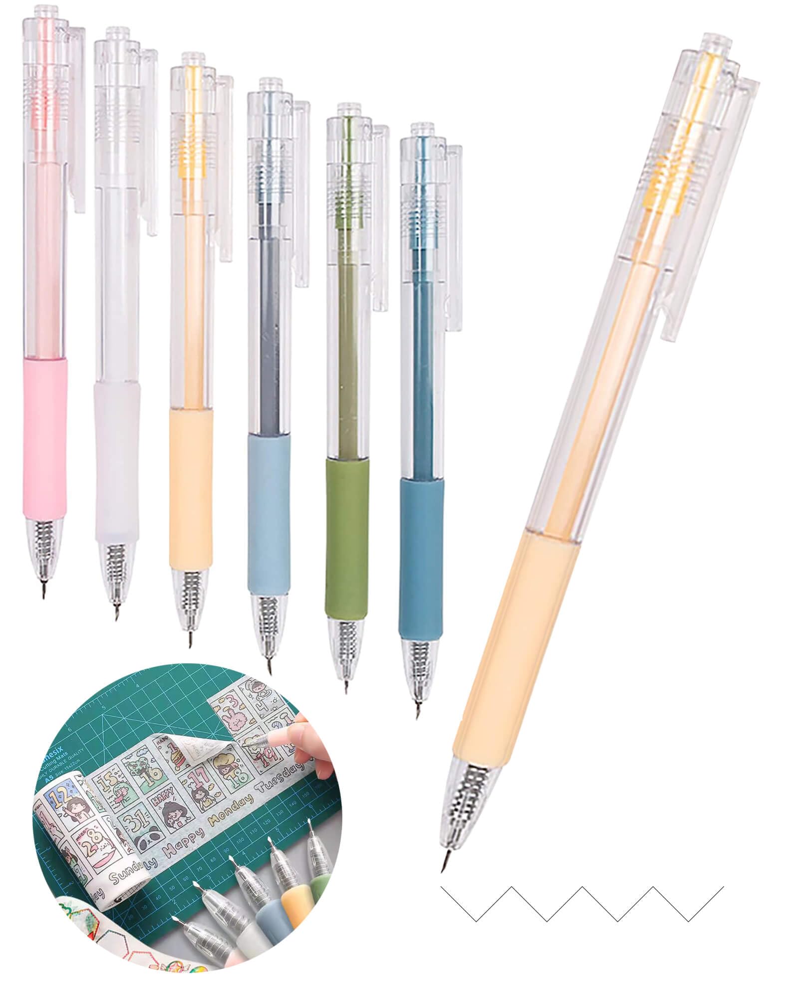 Photo 1 of Oythiem Knife Pen Craft Cutting Tools - Precision Paper Cutter Pen with Refillable Tungsten Steel Cutter Head Refill, 6 PACK