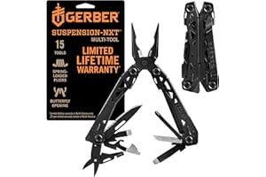 Gerber Gear Suspension-NXT EDC Multitool 15-in-1 Pocket Knife, Needle Nose Pliers and Wire Stripper for Camping and Survival, Black