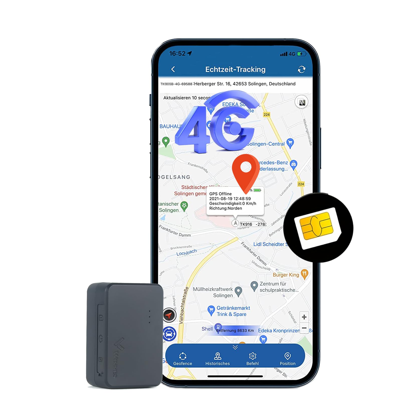 GPS Tracker, Mini 4G Car Tracker with SIM Card Real Time Tracking and Alarm Rechargeable Magnetic GPS Tracker Devices for Kids, Elderly, Luggage, Vehicles, 60 Days Long Standby, Unlimited Distance