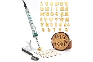 Arokimi 1/2" Wood Burning Letter Kit, 36 Pcs Alphabet and Number Branding Iron Stamps for Wood Leather Hats BBQ Bread, with an 80W Electric Branding Iron