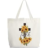 Levitatinyear Faith Canvas Tote Bag for Women, Sunflower Christian Tote, Religious Gift Bag, Library Book Bag, Shoulder Bag Christian Gifts for Women Friends Colleagues -31