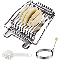 Jupswan Stainless Steel Egg Slicer for Hard Boiled Eggs Dishwasher Safe Metal Boiled Egg Cutter Slicer (Silver)