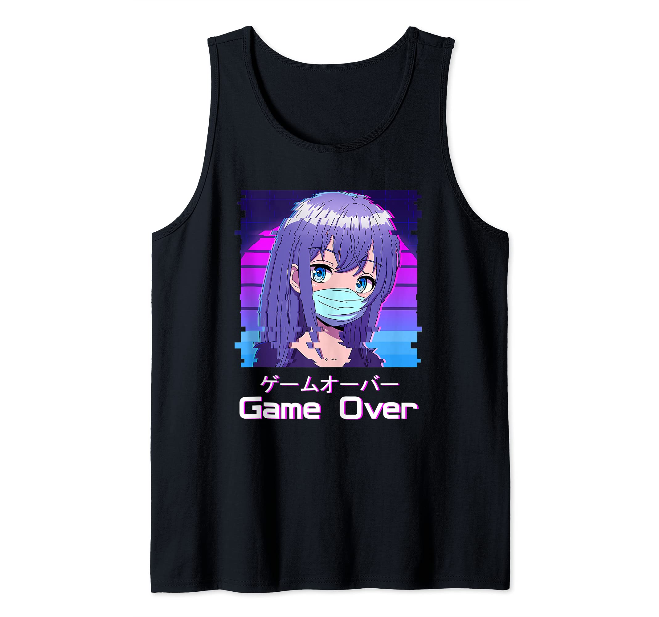 Anime Girl Game Over Japanese Vaporwave Aesthetic Antisocial Tank Top