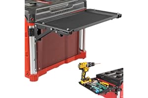 BPOPO Folding Magnetic Side Table Compatible with Milwaukee Packout Toolbox, No-Drill Packout Accessories & Organizer with Magnetic Tool Tray