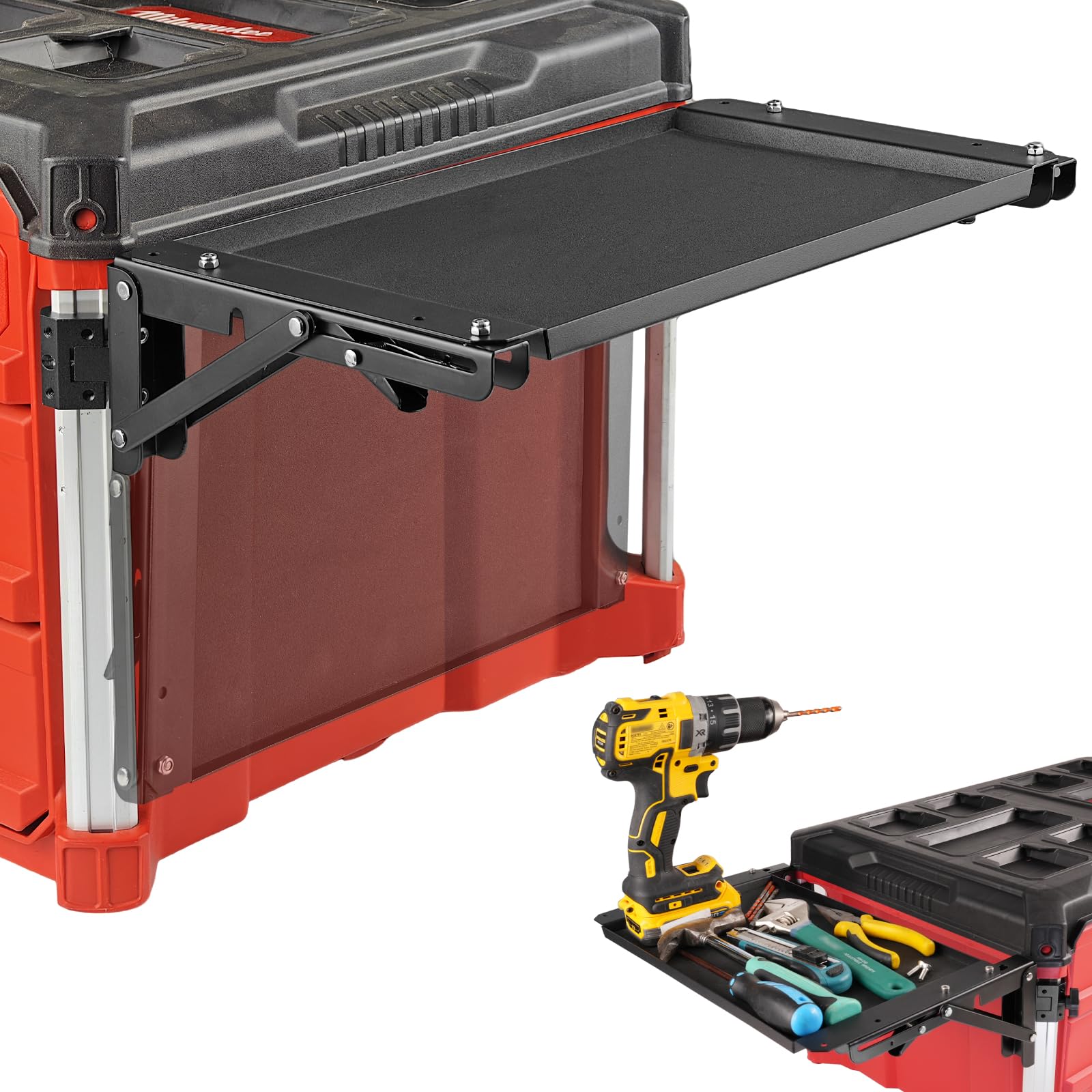 Photo 1 of Folding Magnetic Side Table Compatible with Milwaukee Packout Toolbox, No-Drill Packout Accessories & Organizer with Magnetic Tool Tray