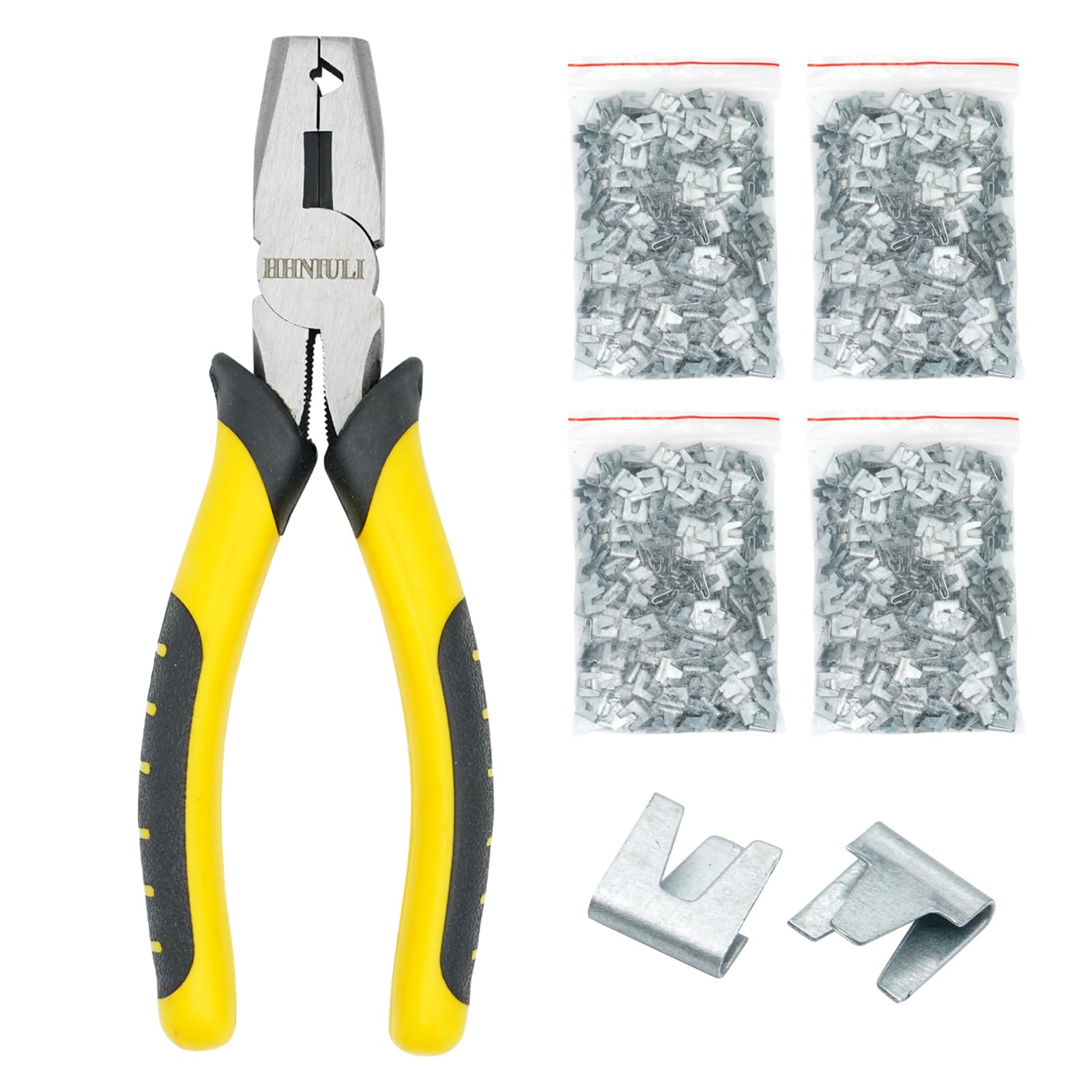 Photo 1 of 1200 Piece Wire Clips with Buckle Snap Pliers, Hog Pliers for Chicken Wire Fence, Pet Cage Set