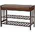 Amazon.com: Legacy Decor Wooden Shoe Bench Walnut Color: Home & Kitchen