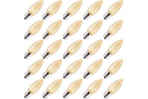 BRIGHTOWN 25 Pack C9 Led Replacement Christmas Light Bulb, C9 Shatterproof Led Bulb for Christmas String Light, E17 Intermediate Base, Commercial Grade Dimmable Bulbs, Warm White