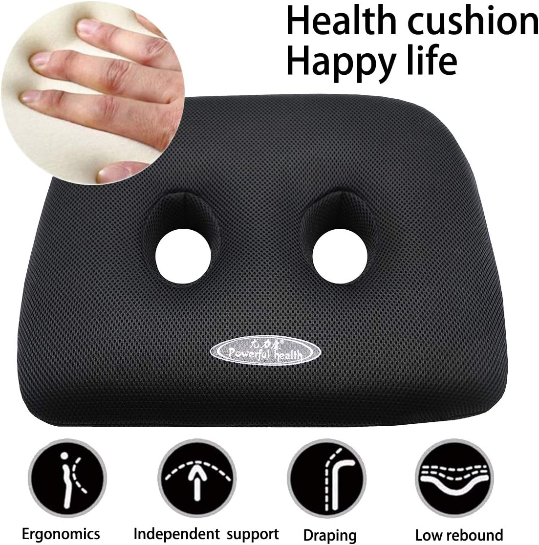 WER Ischial Tuberosity Seat Cushion with Two Holes for Sitting Bones