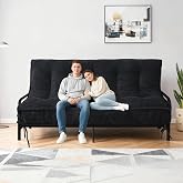 8" Futon Mattress Full Size, Futons Sofa Bed Sleeper Couch Bed, Roll Up Mattress with Shredded Foam &amp; 2 Straps for Storage, Futon Floor Mattress for Living Room, Corduroy (Frame Not Included)