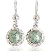 NOVICA Artisan Handcrafted Jade Dangle | Natural Stone | Sterling Silver Green | Wire Dangle | Shamrock For Women | Mexican Jade Earrings