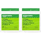 Amazon Basics Number 4 Cone Coffee Filters for 8-12 Cup Coffee Makers, White, 100 Count (Pack of 2)