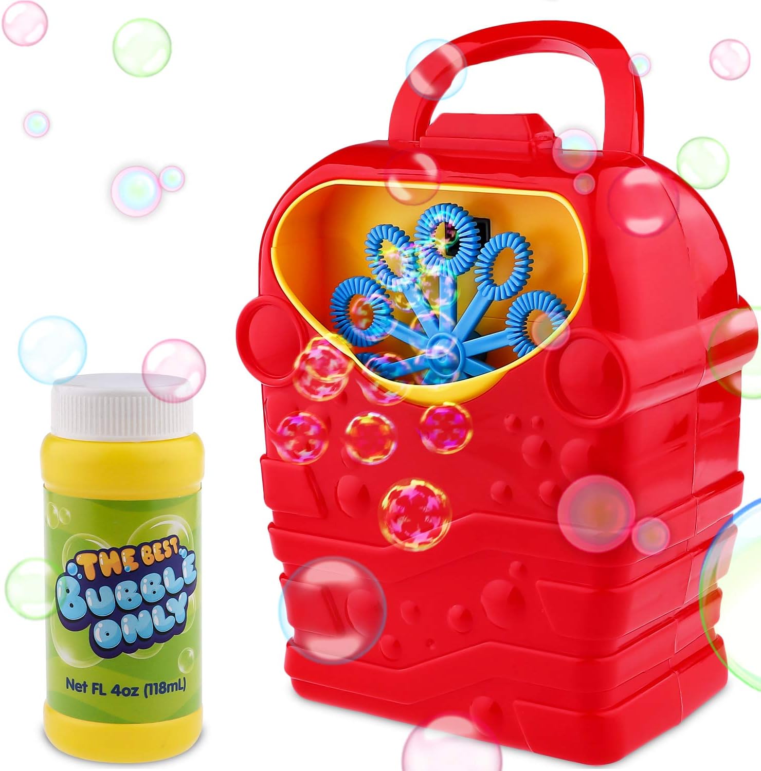 Tinabless Bubble Machine with Bubbles Refill Solution, Automatic Durable Bubble Blower for Kids, Bubble Maker for Bubble Blaster Party Favors, Summer Toy, Outdoors Activity, Easter, Birthday Gift