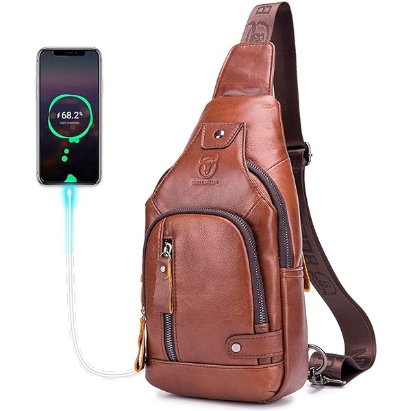 Amazon.com: BULLCAPTAIN Leather Men Sling Bags Travel Crossbody