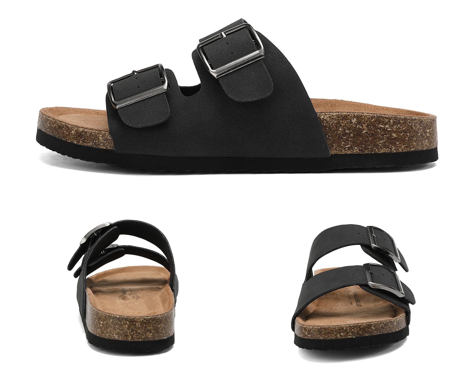 ARRIGO BELLO Pantoletten Damen Sandalen Verstellbare Rieme Badelatschen Rutschfestet Hausschuhe Indoor Outdoor Größe 36-41(Schwarz,39) 5