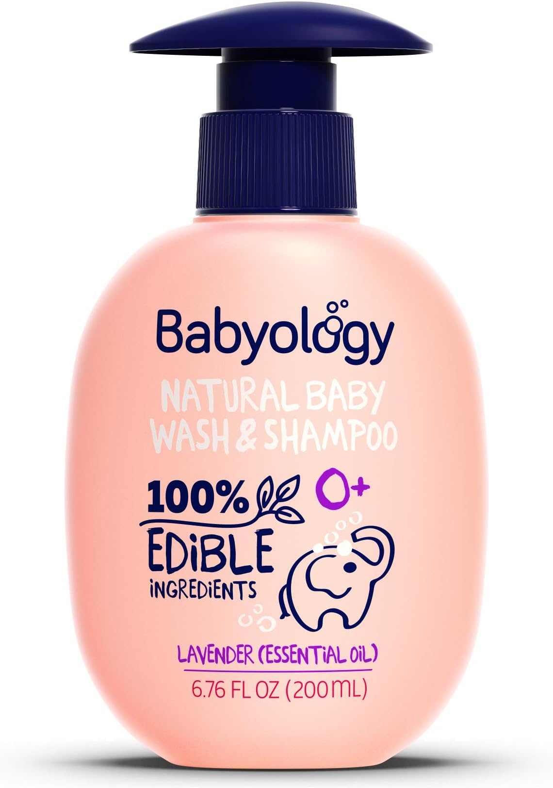 Babyology All Natural Baby Wash and Shampoo - 100% Edible Ingredients - with Organic Lavender Essential Oil (Fragrance Free) – Good for Sensitive Skin - Non Toxic - Tear Free (Scents & Packs Vary)