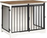 Hzuaneri Dog Crate Furniture 81 cm Double Door Barn Door Anti-Chew White Brown