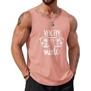 COOFANDY Mens Beach Tank Tops Summer Cotton Sleeveless Graphic T Shirts Palm Tree Casual Vacation Muscle Tank