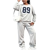 RoseSeek Girl's 2 Piece Outfits Sweatsuit Graphic Jersey Sweatshirts and Sweatpants Set Sports Clothing Sets