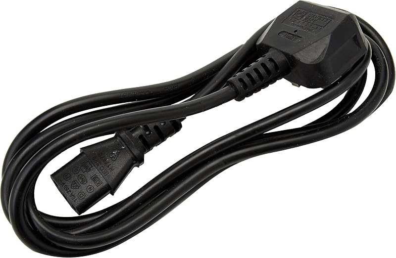 PRO ELEC PE01057 UK Plug to IEC C13 2m Mains Lead 5A Fuse Black