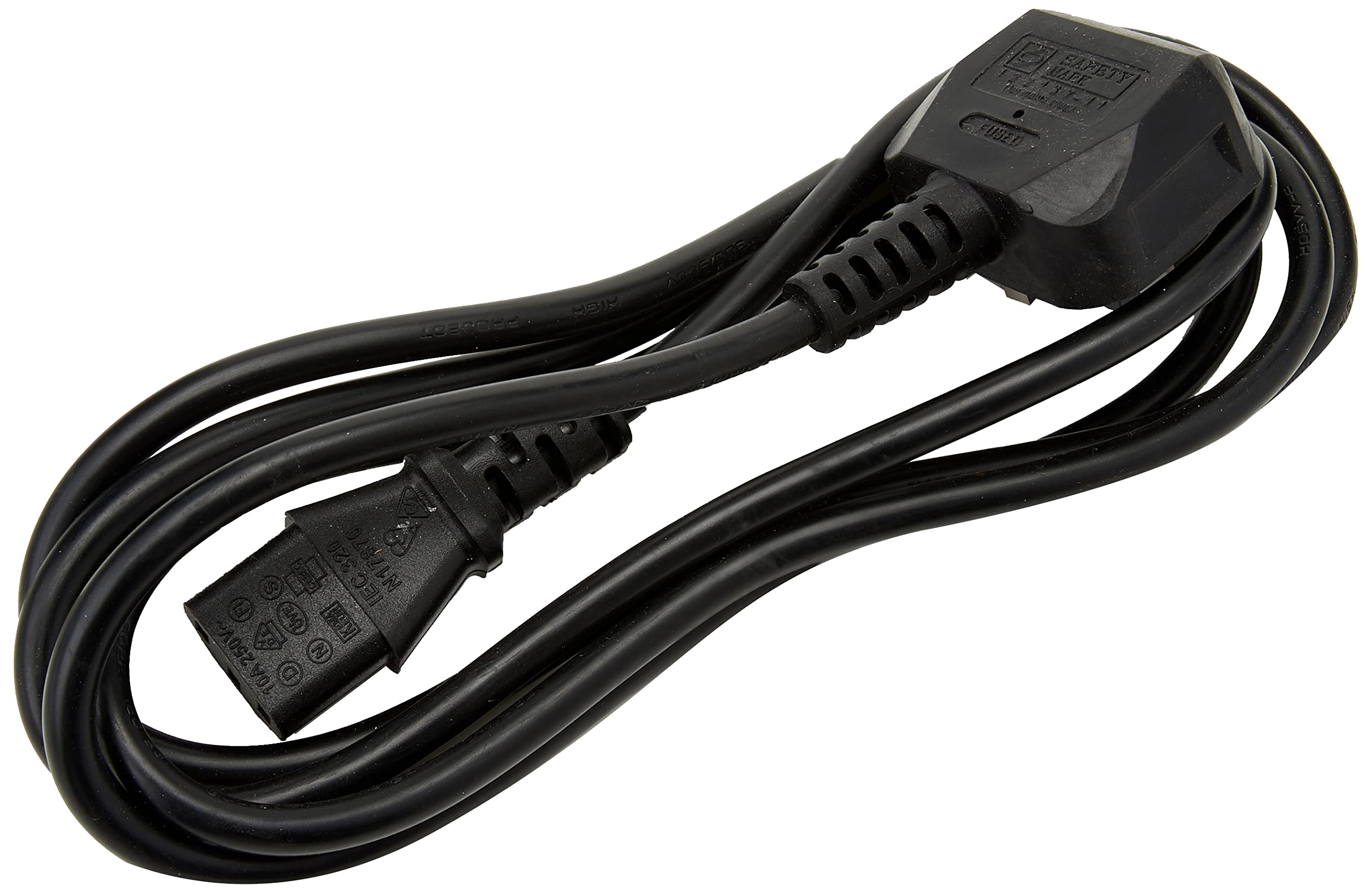 PRO ELEC PE01057 – UK Mains Plug (5 A Fuse) to IEC C13 Socket Mains Lead, 2 m, Black