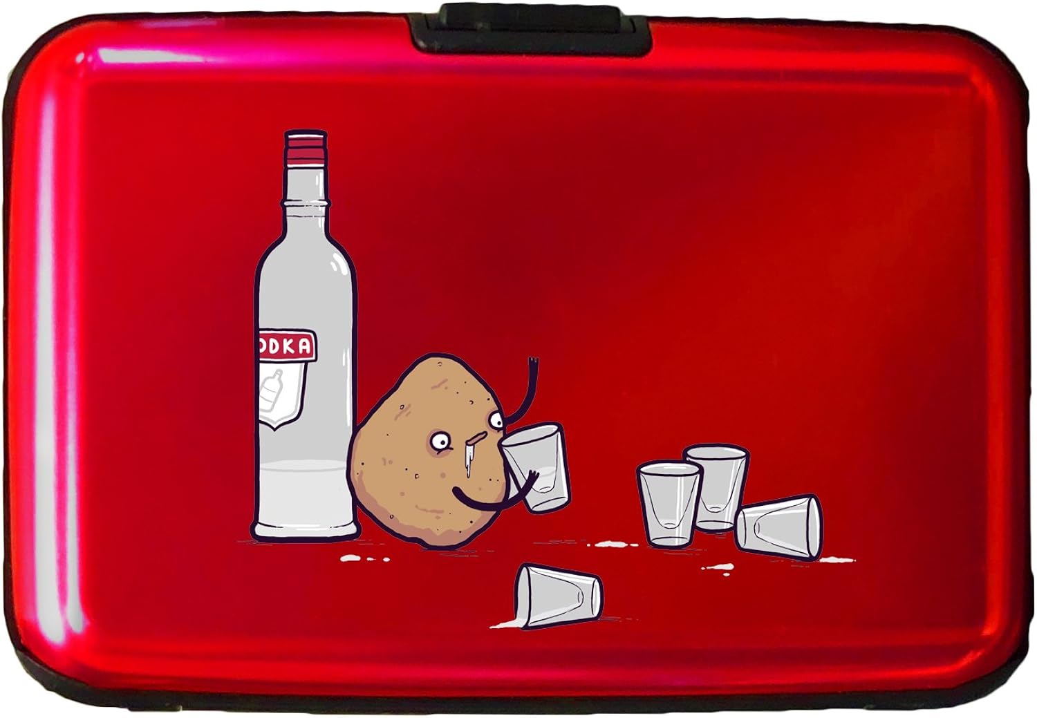 Vodka Potato Randy Otter - 3D Color Printed Red Aluminum Hard Credit Card Wallet