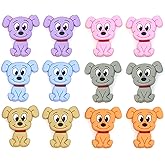 HIZEMLK 12PCS Dog Silicone Beads, Colorful Focal Bead, Animal Loose Beads Bulk for Pens Keychain Necklace Bracelet Lanyard Jewelry Making Accessories DIY Handicrafts