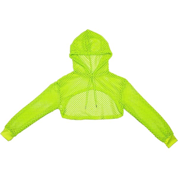 ZUYPSK Womens Fishnet Long Sleeve Hollow Out Hoodie Pullover