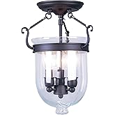 Livex Lighting 5061-07 Jefferson 3 Light Bronze Bell Jar Semi Flush with Clear Glass