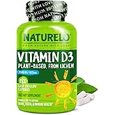 NATURELO Vitamin D - 2500 IU - Plant Based from Lichen - Natural D3 Supplement for Immune System, Bone Support, Joint Health 