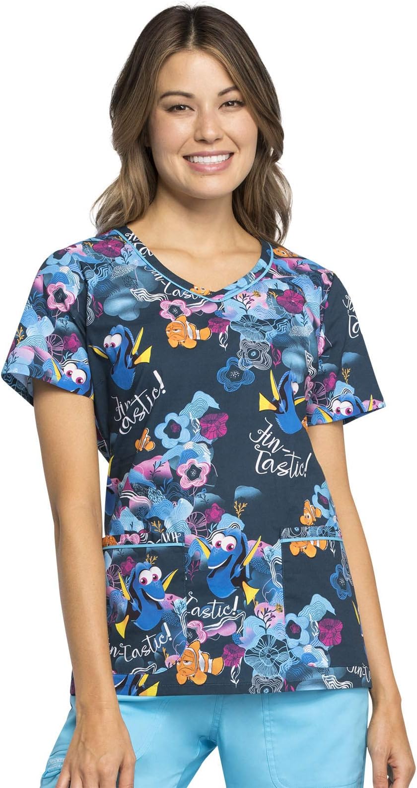 V-Neck Scrub Top, 3XL, Nemo Fin-Tastic