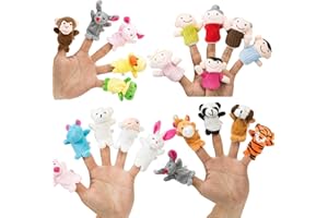 BETTERLINE Finger Puppet Set (20-Piece), 6 Family Member and 14 Animal Finger Puppets Plush Toys - Great for Storytelling, Role-Playing, Teaching, Easter Eggs and Fun