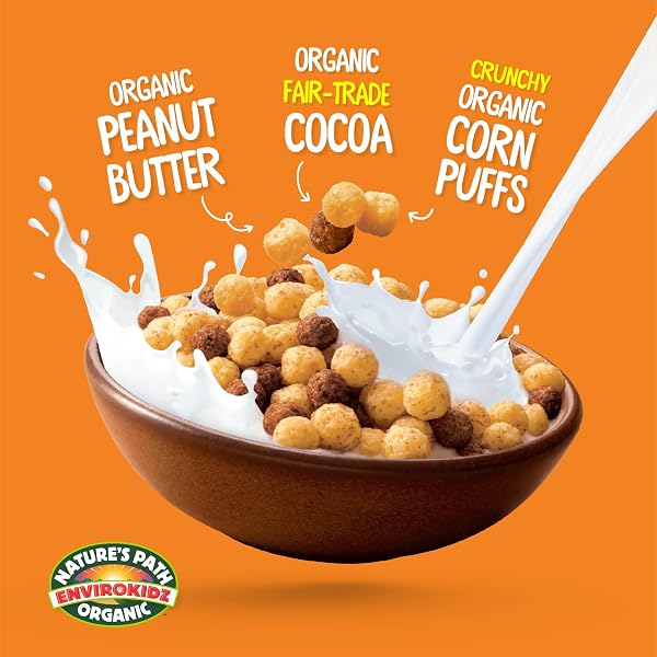 ENVIROKIDZ ORGANIC LEAPIN’ LEMURS CEREAL, 10 OZ (PACK OF 1), PEANUT BUTTER & CHOCOLATE, GLUTEN FREE, FAIR TRADE, BY NATURE’S PATH